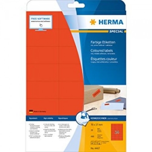 Cover - HERMA Etiketten/4467  70 0x37 0mm  rot  Inh. 480