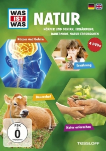 Cover - Was ist was: Natur - Körper und Gehirn, Ernährung, Bauernhof, Natur erforschen (4 Discs)